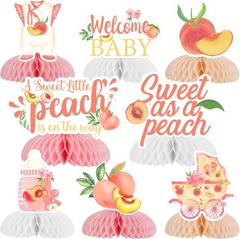 Peach Baby Shower Decorations Sweet As A Peach A Sweet Little Peach Is On The Way Honeycomb Centerpieces Peach Table Decorations Fruit Theme Welcome Baby Gender Reveal Party Supplies in Saudi Arabia