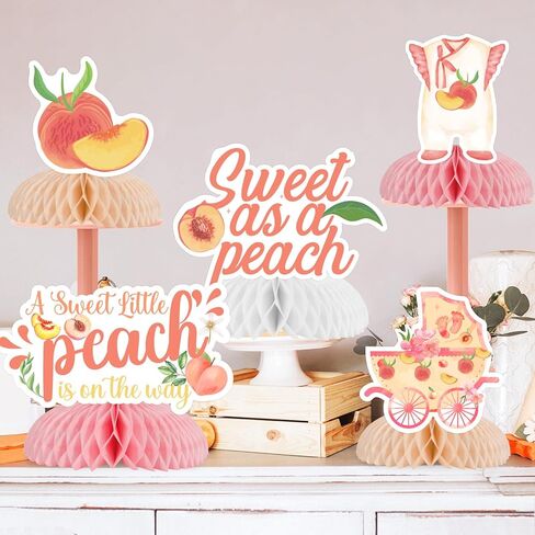 Peach Baby Shower Decorations Sweet As A Peach A Sweet Little Peach Is On The Way Honeycomb Centerpieces Peach Table Decorations Fruit Theme Welcome Baby Gender Reveal Party Supplies in Saudi Arabia