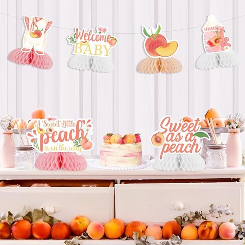 Peach Baby Shower Decorations Sweet As A Peach A Sweet Little Peach Is On The Way Honeycomb Centerpieces Peach Table Decorations Fruit Theme Welcome Baby Gender Reveal Party Supplies in Saudi Arabia