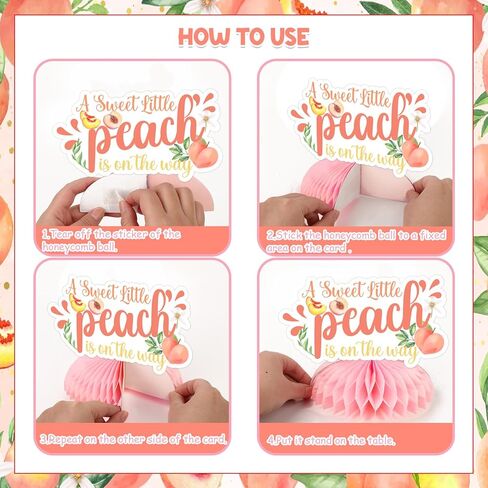 Peach Baby Shower Decorations Sweet As A Peach A Sweet Little Peach Is On The Way Honeycomb Centerpieces Peach Table Decorations Fruit Theme Welcome Baby Gender Reveal Party Supplies in Saudi Arabia