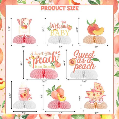 Peach Baby Shower Decorations Sweet As A Peach A Sweet Little Peach Is On The Way Honeycomb Centerpieces Peach Table Decorations Fruit Theme Welcome Baby Gender Reveal Party Supplies in Saudi Arabia