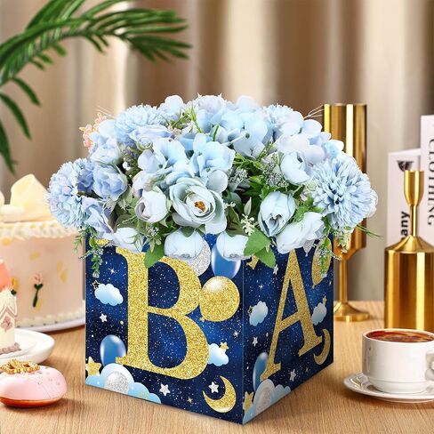 SATINIOR 6 Pack Baby Shower Centerpiece Boxes with 'baby' Letters Moon and Star Flower Boxes Perfect for Baby Shower Decoration, Gender Reveal Party Favors, Flower Arrangements, Table Display in Saudi Arabia