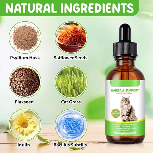 Hairball Relief for Cats, Natural Cat Hairball Treatment with Natural Ingredients & Vitamins - Kitten Furball Treatment, Supports Skin & Coat, Digestion, Immune Support for All Cats (1) in Kuwait