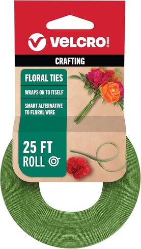 Velcro Brand Floral Ties, Reusable Bouquet Fastener & Floral Wire Alternative; Soft Stem‑Safe Hook & Loop for Florists, DIY Crafts & Bouquet Making Supplies; Cut‑to‑Length Roll, Green 25ft x 1/2in in Saudi Arabia