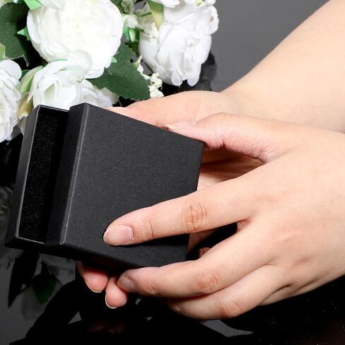 Yuanan 30 قطعة صندوق هدايا مجوهرات صغير، صناديق المجوهرات السائبة القطن مليئة قلادة صناديق القرط صندوق من الورق المقوى لتخزين القلائد والأساور والخواتم في عيد الأم وعيد الحب-أسود in Kuwait