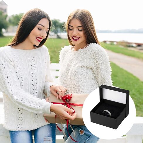 Yuanan 30 قطعة صندوق هدايا مجوهرات صغير، صناديق المجوهرات السائبة القطن مليئة قلادة صناديق القرط صندوق من الورق المقوى لتخزين القلائد والأساور والخواتم في عيد الأم وعيد الحب-أسود in Kuwait