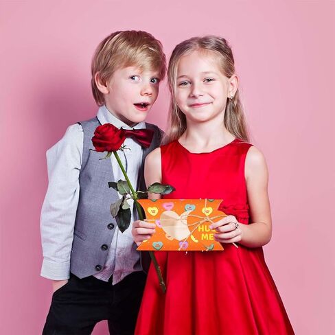 Sanixin 60 Pcs Valentine's Day Treat Boxes Valentines Conversation Pillow Boxes with Heart PVC Window and Cards Goodie Candy Container for Cookie Chocolate Sweets Wedding Birthday Party Supplies in Saudi Arabia