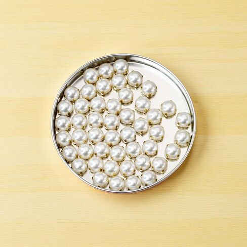 Sew on Semicircular Pearl for Wedding Dresses, 200 Pcs 8mm Flatback Rhinestones with Prong Setting, Round Sew-on Gems with Hole for DIY Bridal Gowns, Shoes, Costumes, Crafts (Gold Pearl) in Saudi Arabia