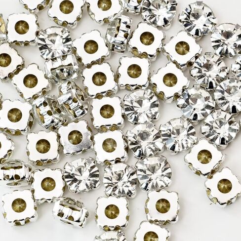 Sew on Semicircular Pearl for Wedding Dresses, 200 Pcs 8mm Flatback Rhinestones with Prong Setting, Round Sew-on Gems with Hole for DIY Bridal Gowns, Shoes, Costumes, Crafts (Gold Pearl) in Saudi Arabia