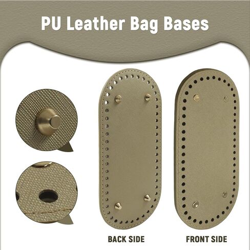 Luomorgo 4 Pcs Crochet Bag Bases Set with 8 Pcs D-Shape Handles - PU Leather Bottom & 2 Pcs Crochet Hooks for DIY Bag Making, Shoulder Bags & Crafts in Kuwait