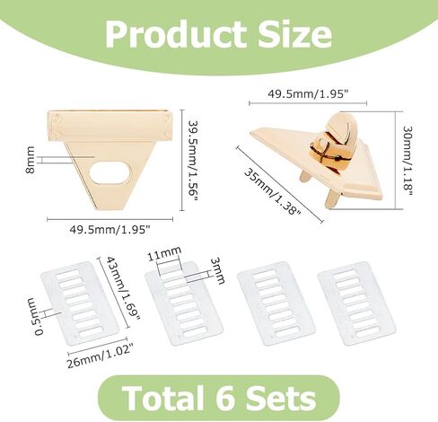 Hobbspring 6 Sets Handbag Closure Lock Hardware Purse Closure Latches Metal Handbag Twist Lock Fasteners Accessories for Leather Handbag Briefcase Wallet DIY Craft in Saudi Arabia