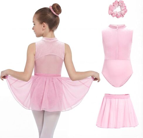 JiAmy Girls Ballet Leotards with Invisible Zipper & Removable Skirt Mesh Back Cutout Dance Dress Outfit for Toddler/Kids in Saudi Arabia