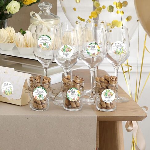 JarThenaAMCS 120 قطعة من ملصقات شكرًا لك على استحمام الطفل بألوان مائية على شكل ديناصور كرتوني لاصق ملصق لاصق لتزيين حقيبة عيد ميلاد الطفل وديكور الغلق، 5 سم in Kuwait