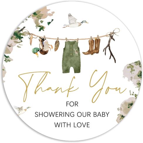 Whaline 200Pcs Baby Shower Clothes Thank You Stickers Mallard Duck Baby Clothes Adhesive Label Decal for Boy Birthday Party Treat Bag Sealing Decoration, 2 Inch in Saudi Arabia