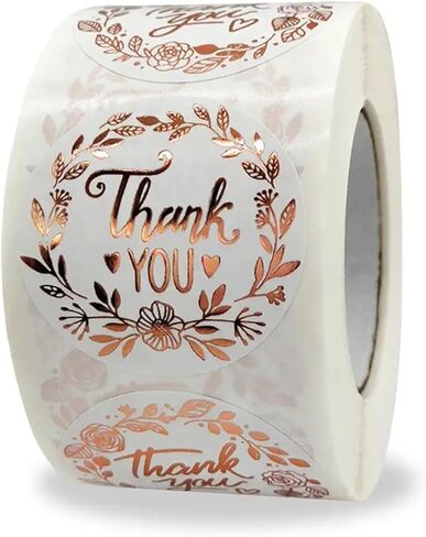 500 PCS Thank You Stickers Roll 1-Inch Round Self-Adhesive Gold Stickers for Packaging, Gift Bags, Weddings, Envelopes, and Small Business Orders in Saudi Arabia