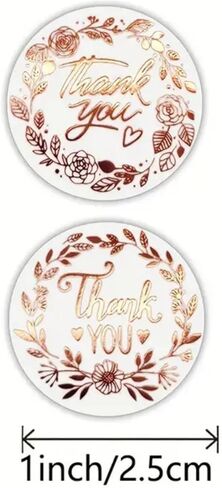 500 PCS Thank You Stickers Roll 1-Inch Round Self-Adhesive Gold Stickers for Packaging, Gift Bags, Weddings, Envelopes, and Small Business Orders in Saudi Arabia