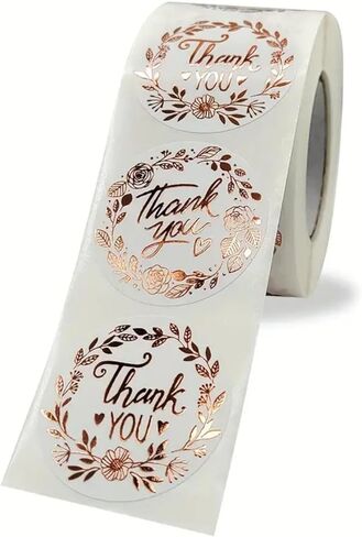 500 PCS Thank You Stickers Roll 1-Inch Round Self-Adhesive Gold Stickers for Packaging, Gift Bags, Weddings, Envelopes, and Small Business Orders in Saudi Arabia