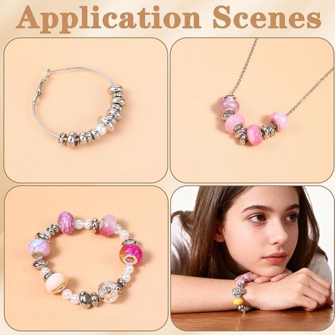 30 PCS Stopper Beads for Jewelry Making, 6/8/10mm Adjustable Metal Loose Beads with Insert Rubber Locating Rings, Silver Copper Slider Stoppers Bead for DIY Bracelet Necklace in Saudi Arabia