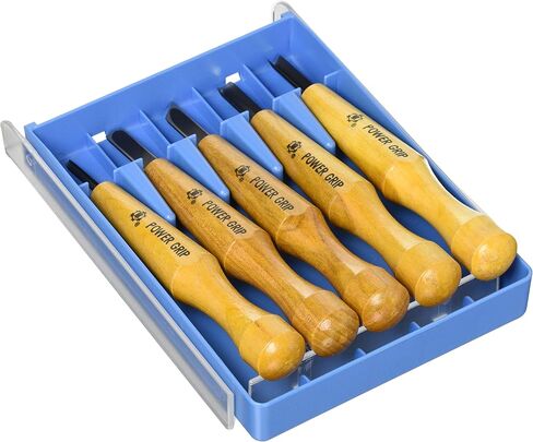 Mikisyo Hamono Power Grip Chisel Chisel مجموعة من 5 حافظة شفافة (رقم 80015) in Kuwait