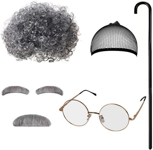Old Man Costume for Boys 100th Day of School Kids Grandpa Dress up Old Person Outfit 100 Days T-Shirt With Accessories in Saudi Arabia