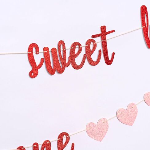 Our Little Sweet Heart Is One Glitter Banner - Valentine's Day Theme First Birthday Party Banner,Our Little Sweet Heart Is One Birthday Decoration (sweet heart banner) in Saudi Arabia