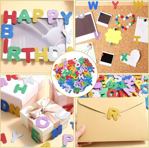 156 Pcs Glitter Foam Letter Stickers, Self Adhesive A-Z Glitter Foam Alphabet Stickers for DIY Crafts School Project Classroom Supplies Party Decorations, Rich Colors (1.5 x 1.4 in) in Saudi Arabia