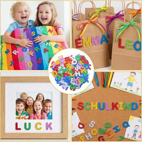 156 Pcs Glitter Foam Letter Stickers, Self Adhesive A-Z Glitter Foam Alphabet Stickers for DIY Crafts School Project Classroom Supplies Party Decorations, Rich Colors (1.5 x 1.4 in) in Saudi Arabia