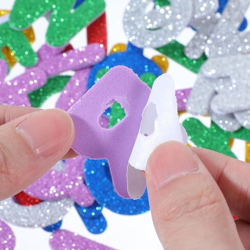 156 Pcs Glitter Foam Letter Stickers, Self Adhesive A-Z Glitter Foam Alphabet Stickers for DIY Crafts School Project Classroom Supplies Party Decorations, Rich Colors (1.5 x 1.4 in) in Saudi Arabia