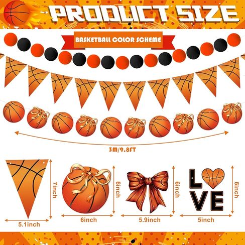 5 Pcs Basketball Bow Party Banner Decorations Senior Night Sports Garland Decor Basketball Coquette Birthday Party Decorations Hanging Decor Sports Game Garland for Birthday Supplies in Kuwait