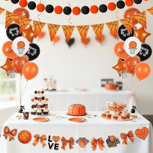 5 Pcs Basketball Bow Party Banner Decorations Senior Night Sports Garland Decor Basketball Coquette Birthday Party Decorations Hanging Decor Sports Game Garland for Birthday Supplies in Kuwait