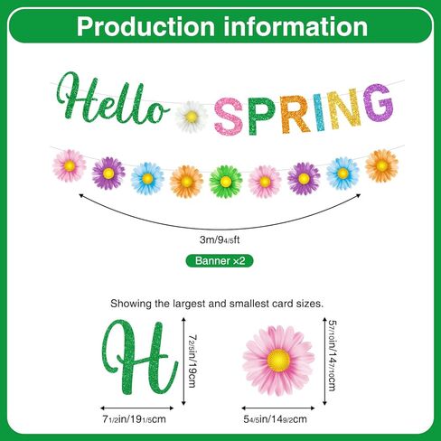 ديكورات حفلات الربيع، ديكور Hello Spring يتضمن قطعتين من لافتة Hello Spring و24 قطعة من زخارف الربيع المعلقة، وزخارف معلقة على شكل زهرة، وديكورات ربيعية للمكتب المنزلي والفصول الدراسية in Saudi Arabia
