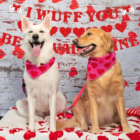 عيد الحب راية إكليل، مجموعة من 3 زينة عيد الحب اللامعة أكاليل القلب الأحمر، زينة عيد الحب للكلاب للمنزل في الهواء الطلق ديكور الذكرى السنوية لعيد الحب in Kuwait