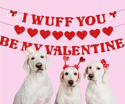 عيد الحب راية إكليل، مجموعة من 3 زينة عيد الحب اللامعة أكاليل القلب الأحمر، زينة عيد الحب للكلاب للمنزل في الهواء الطلق ديكور الذكرى السنوية لعيد الحب in Kuwait