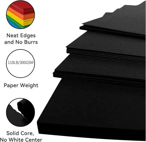 100Sheets 11 x 14 Black Cardstock Paper, Thick Card stock for Cricut, Large Construction Paper for Card Making, Scrapbooking, Craft 80 lb / 230 gsm in Saudi Arabia