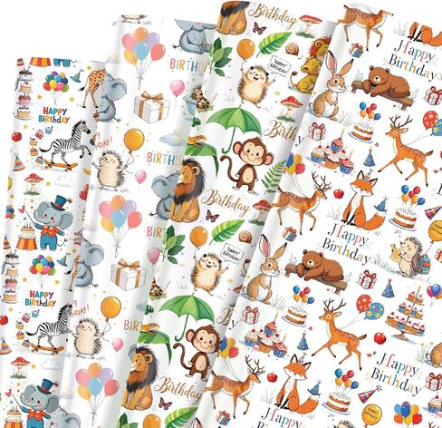 Pineraap Alligator Birthday Wrapping Paper 12 Sheets Happy Birthday Themed Gift Wrap with Cartoon Crocodile & Gift Box Designs,20"×28" in Saudi Arabia