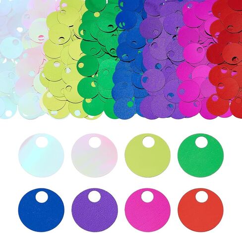 PH PandaHall 400 قطعة 20 مم ترتر كبير 8 ألوان مسطحة مستديرة الترتر Paillettes قزحي الألوان فضفاض الترتر للحرف اليدوية الخياطة صناعة المجوهرات الملابس التطريز عيد الميلاد عيد ميلاد حفل زفاف الديكور in Saudi Arabia