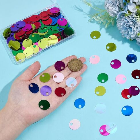 PH PandaHall 400 قطعة 20 مم ترتر كبير 8 ألوان مسطحة مستديرة الترتر Paillettes قزحي الألوان فضفاض الترتر للحرف اليدوية الخياطة صناعة المجوهرات الملابس التطريز عيد الميلاد عيد ميلاد حفل زفاف الديكور in Saudi Arabia
