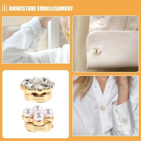 أزرار أكمام على شكل زهرة مزخرفة من Yardwe للنساء أغطية أزرار قميص من حجر الراين وإكسسوارات زهور عصرية للقمصان والبلوزات 0.78 بوصة in Kuwait