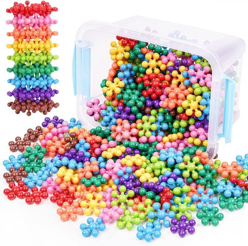 NiToy Snowflake Interlocking Building Block Educational Toy 300PCS for Kids Ages 3+, Multi-Color Solid Plastic Early Learning Creativity STEM Toy with Carrying Case Safe Material in Saudi Arabia