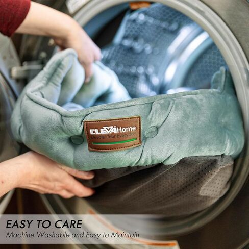 سرير كلاب للقطط من ClevaHome للحيوانات الأليفة الصغيرة التي يصل وزنها إلى 15 رطلاً - أسرّة مستديرة للقطط للقطط الداخلية، سرير مريح للحيوانات الأليفة قابل للغسل في الغسالة للجرو والقطط مع قاعدة غير قابلة للانزلاق (أخضر مغسول) in Kuwait