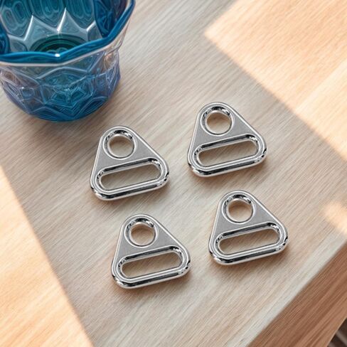 4PCS 1Inch Heavy-Duty Metal Bag Strap Buckles with Dog Collar Chain Mesh Triangular Ring Clips – Essential Hardware for Crafting and Sewing Projects (Silver) in Saudi Arabia