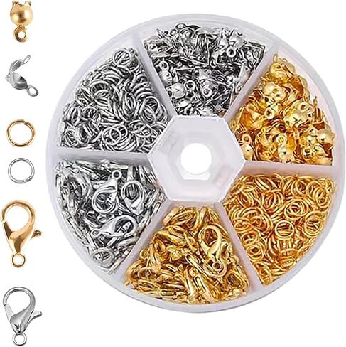 340Pcs Lobster Claw Clasps Jewelry Making Kit, Includes Lobster Clasps, Jump Rings, Crimp Ends for DIY Making Repair Bracelets Necklaces Jewellery Craft in Saudi Arabia