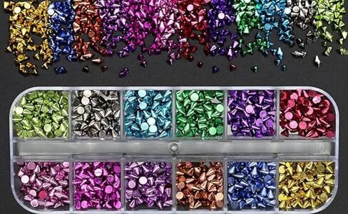 Chunmeng12 Grid Punk Nail Pendants with Mixed Colors Metal Rivets Tapered Nails Acrylic Pendants Alloy Nail Nails Nail Decorations DIY Crafts Decoration (12 Colors) in Saudi Arabia