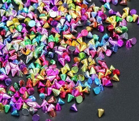 Chunmeng12 Grid Punk Nail Pendants with Mixed Colors Metal Rivets Tapered Nails Acrylic Pendants Alloy Nail Nails Nail Decorations DIY Crafts Decoration (12 Colors) in Saudi Arabia