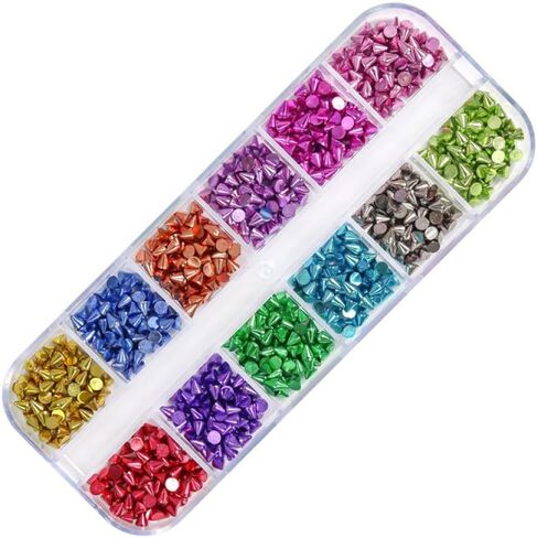 Chunmeng12 Grid Punk Nail Pendants with Mixed Colors Metal Rivets Tapered Nails Acrylic Pendants Alloy Nail Nails Nail Decorations DIY Crafts Decoration (12 Colors) in Saudi Arabia