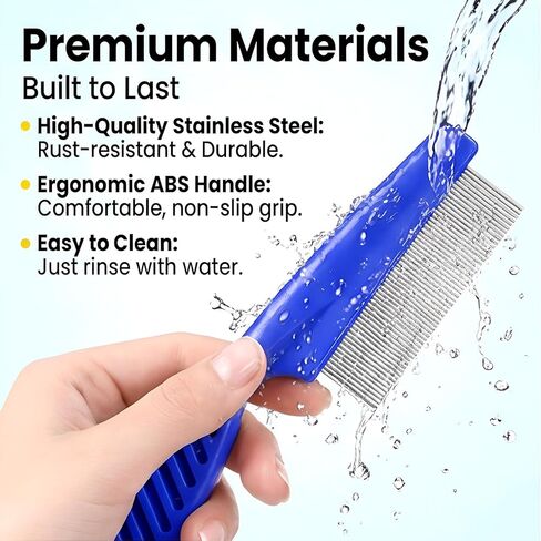 7 Pack Stainless Steel Dog Cat Grooming Combs Flea Lice Comb Dematting Comb With Rounded Teeth Double Sided Pet Tear Stain Remover Pet Lice Combs Set for Small Medium Large Pets in Saudi Arabia