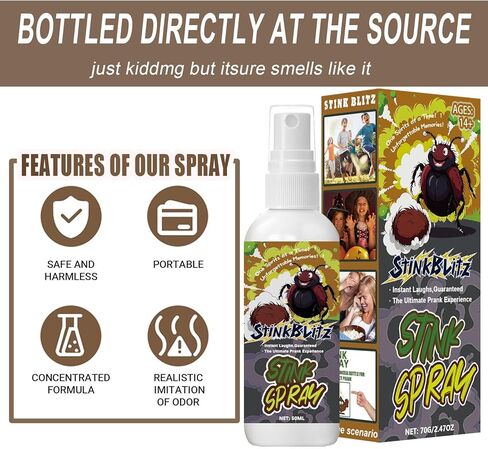 Interesting Stinky Spray, Smelly Funny Sprey, Tricky Liquid Sprey 50ML Portable Smelly Spray Pranks for Office Jokes, Realistic Odor, Practical Jokes for Adults Ages 14+ in Saudi Arabia