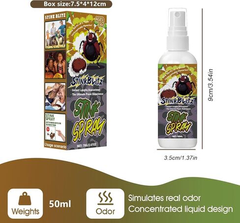 Interesting Stinky Spray, Smelly Funny Sprey, Tricky Liquid Sprey 50ML Portable Smelly Spray Pranks for Office Jokes, Realistic Odor, Practical Jokes for Adults Ages 14+ in Saudi Arabia