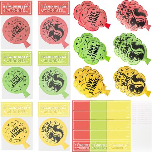 12 Pack Valentine's Day Whoopee Cushions Set, Skunk Whoopee Cushion with Self Sealing Bag Packaging Card Head, Valentine Fart Prank Kit Toys Party Favors Novelty Trick Joke Gift for Office Home in Saudi Arabia