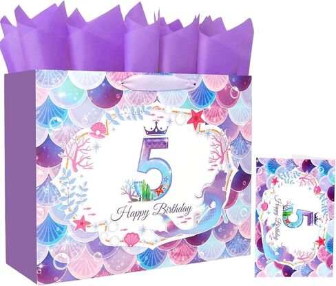 ACO-UINT Happy Birthday Gift Bags for Women Pink Bow Gift Bag with Tissue Paper and Ribbon Handles Pink Birthday Card, Clearly Printed in Saudi Arabia